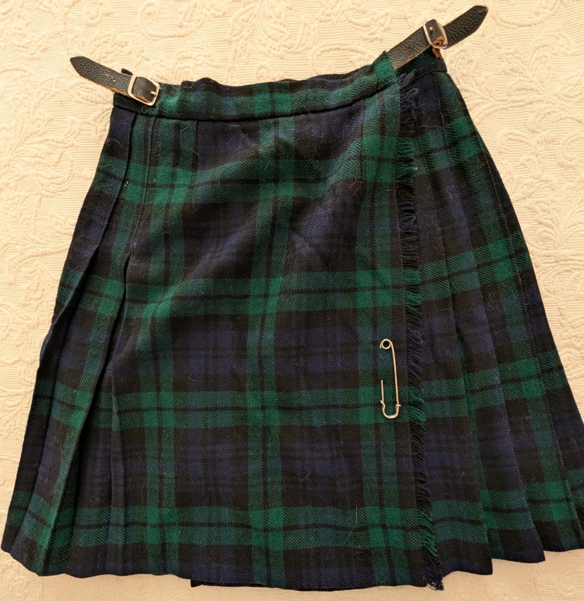 Vntg Laird Portch Of Scotland Kilt Skirt Black Watch Plaid Sz 6