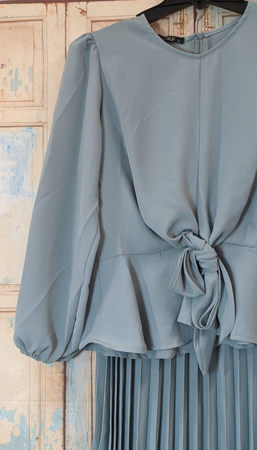 Shrup Womens Size Small Blue Modern Islamic Pleated Skirt Suit Dress 2 Piece