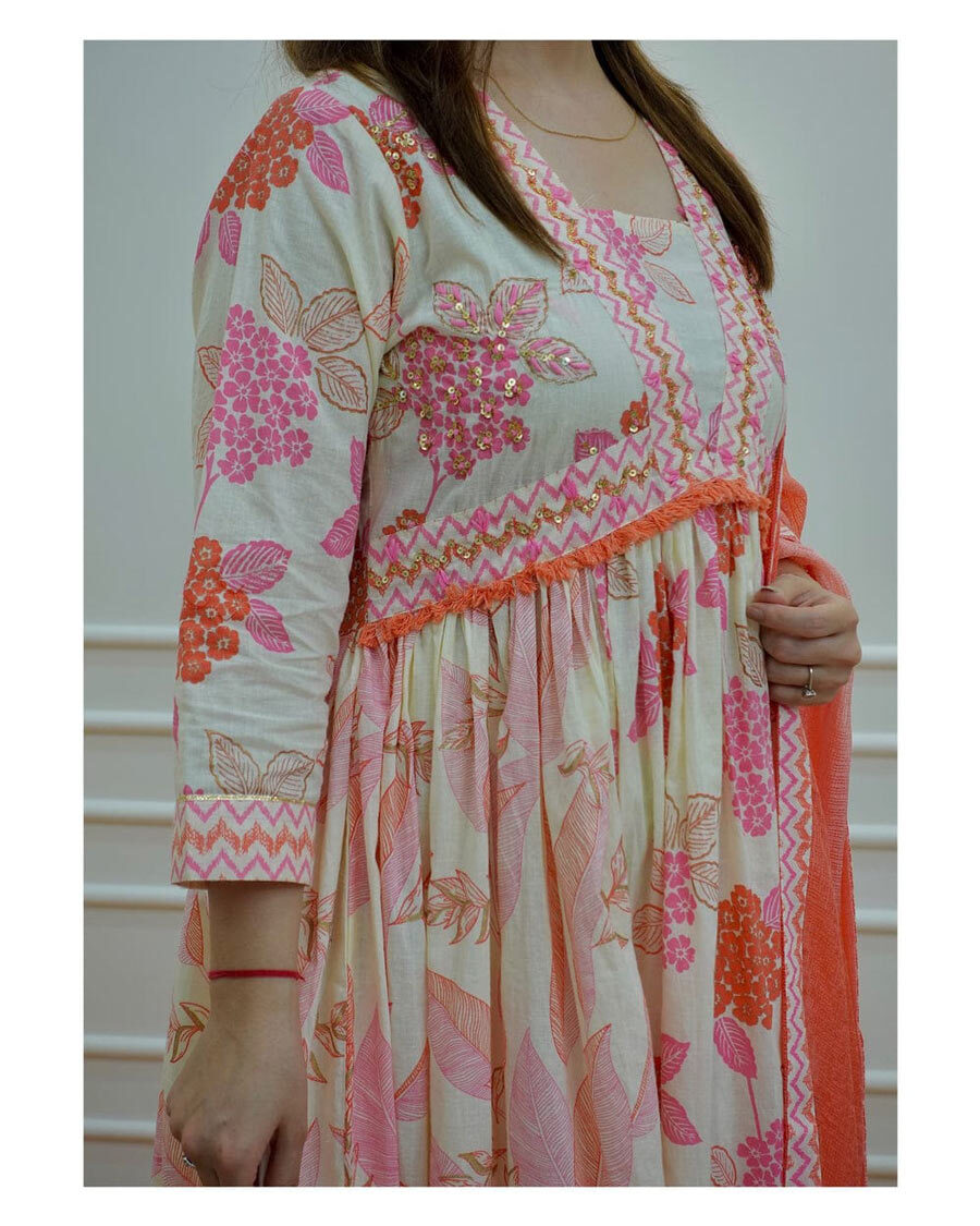 INDIAN PARTY WEAR PRINT WITH EMBROIDERY WORK TOP BOTTOM WITH DUPATTA