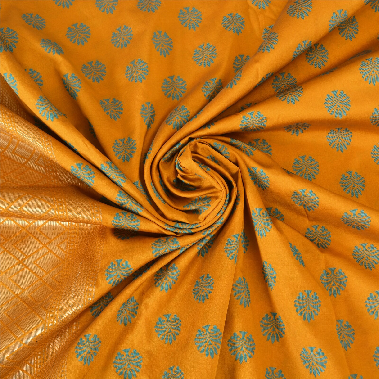 Sanskriti Vintage Mustard Indian Sari Art Silk Woven Work Sarees Zari Fabric