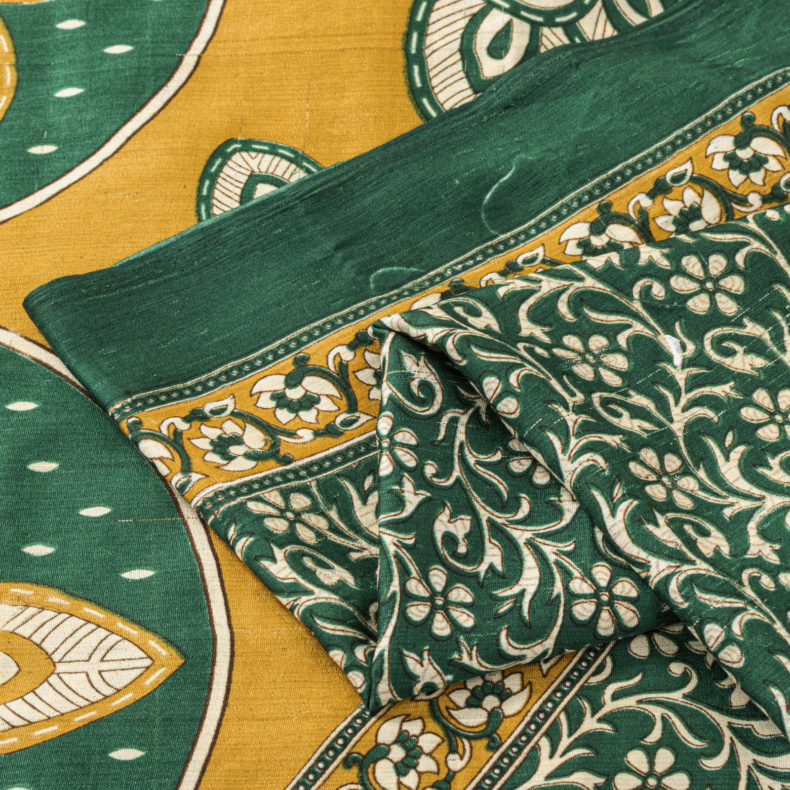 Sanskriti Vintage Green Moss Crepe Saree Bollywood Floral Printed Fabric 5Ydsari
