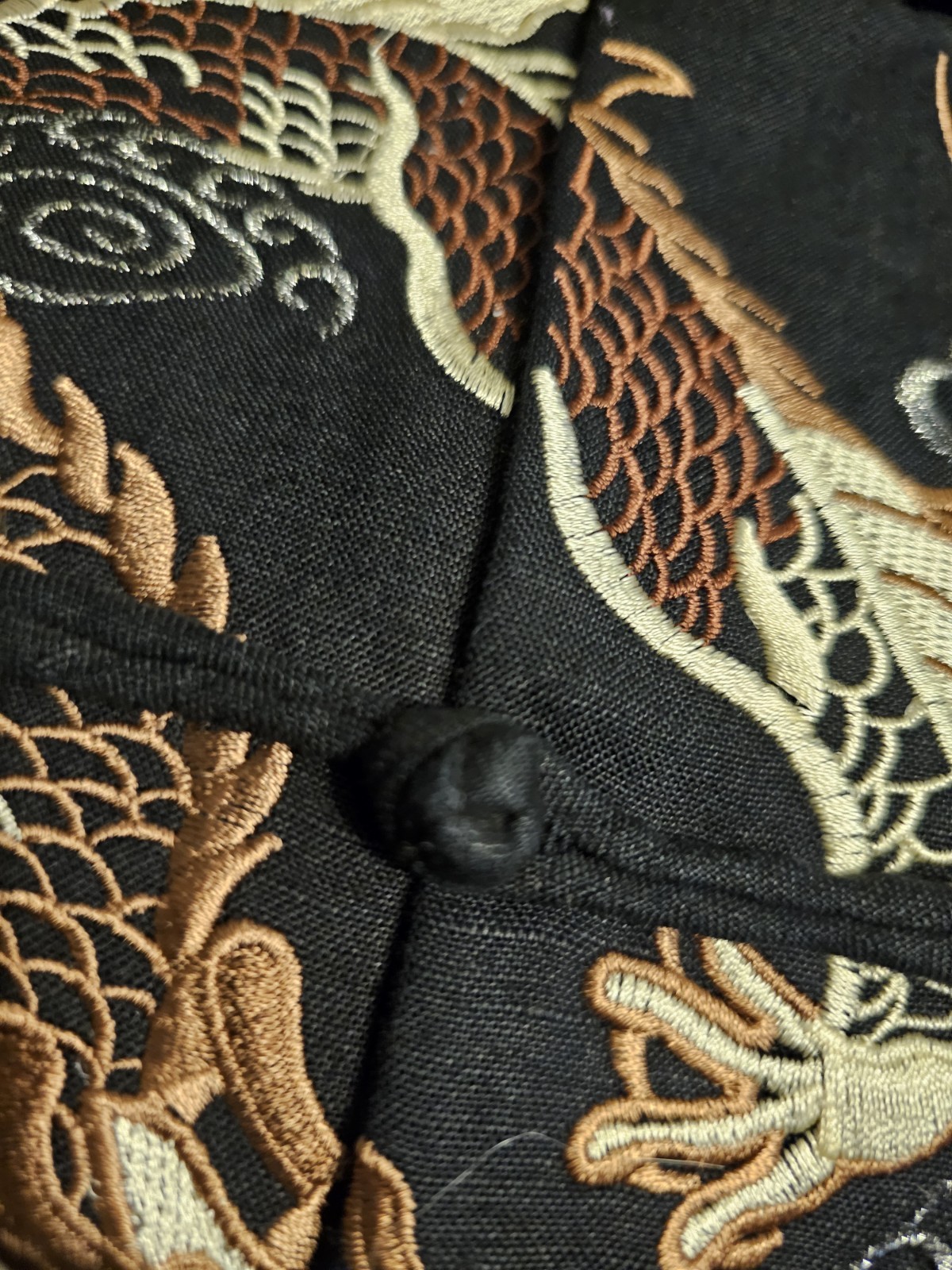 Beijiasi Microfiber Embroidered Dragons 2 Pocket Mandarin Jacket 2XL Black New