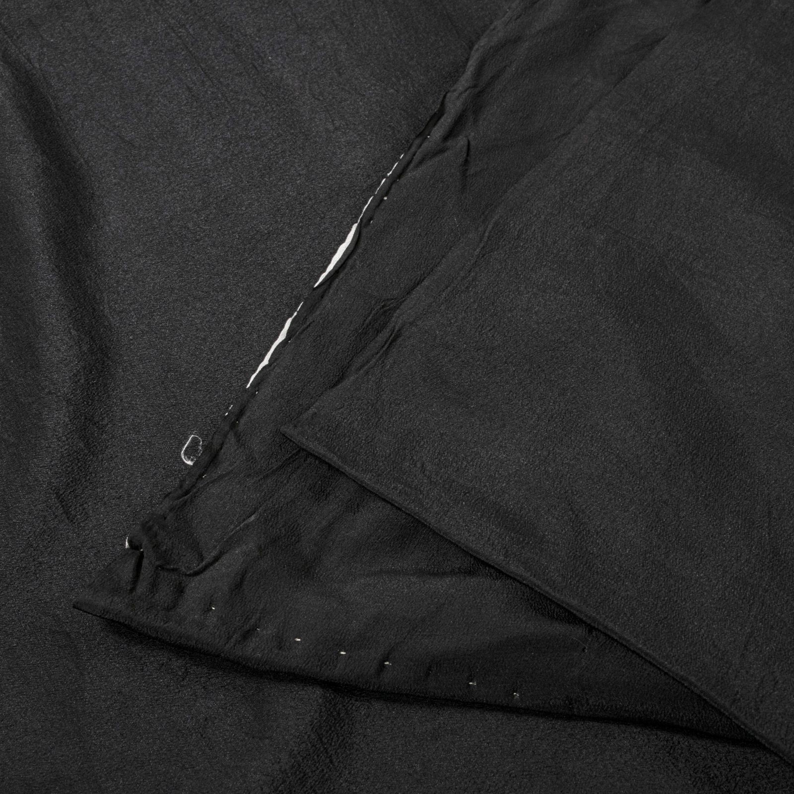Sanskriti Vintage Saree Solid/Plain Black Pure Crepe Sari 5.5+Yard Craft Fabric