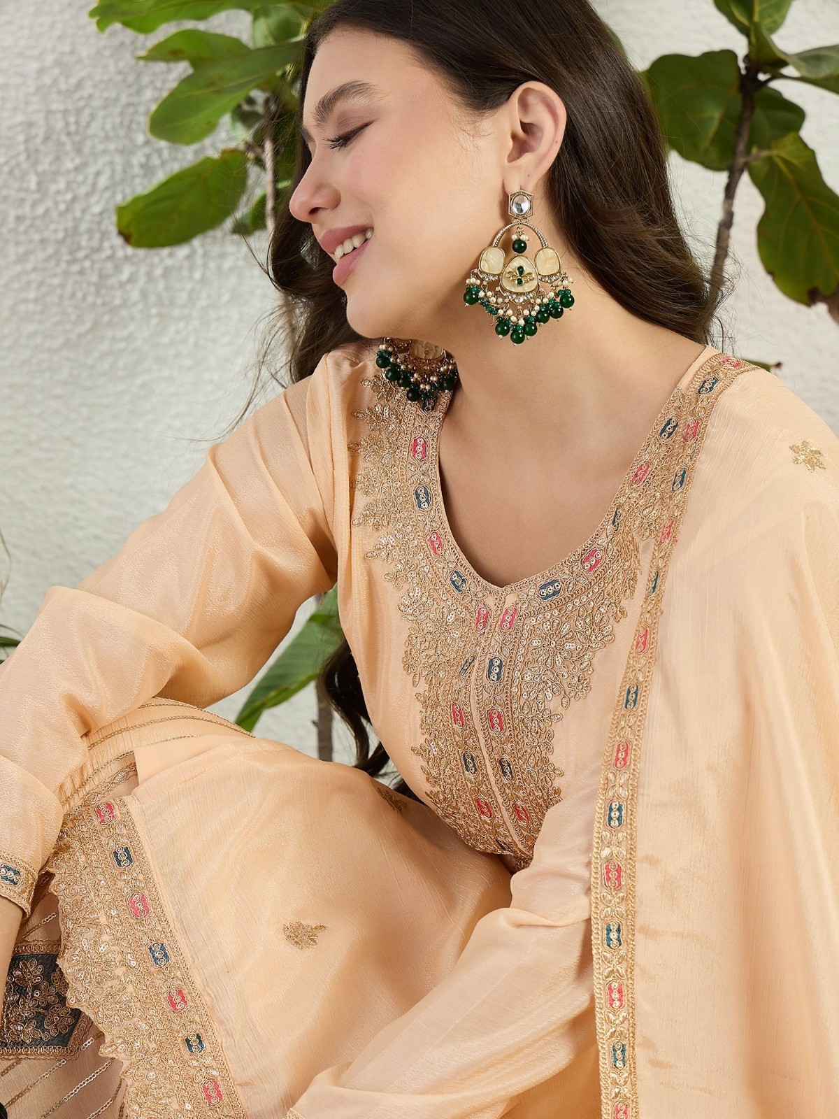 Peach Sharara Suit Embroidered Sequin sharara Set Indian Ethnic wear salwar Suit