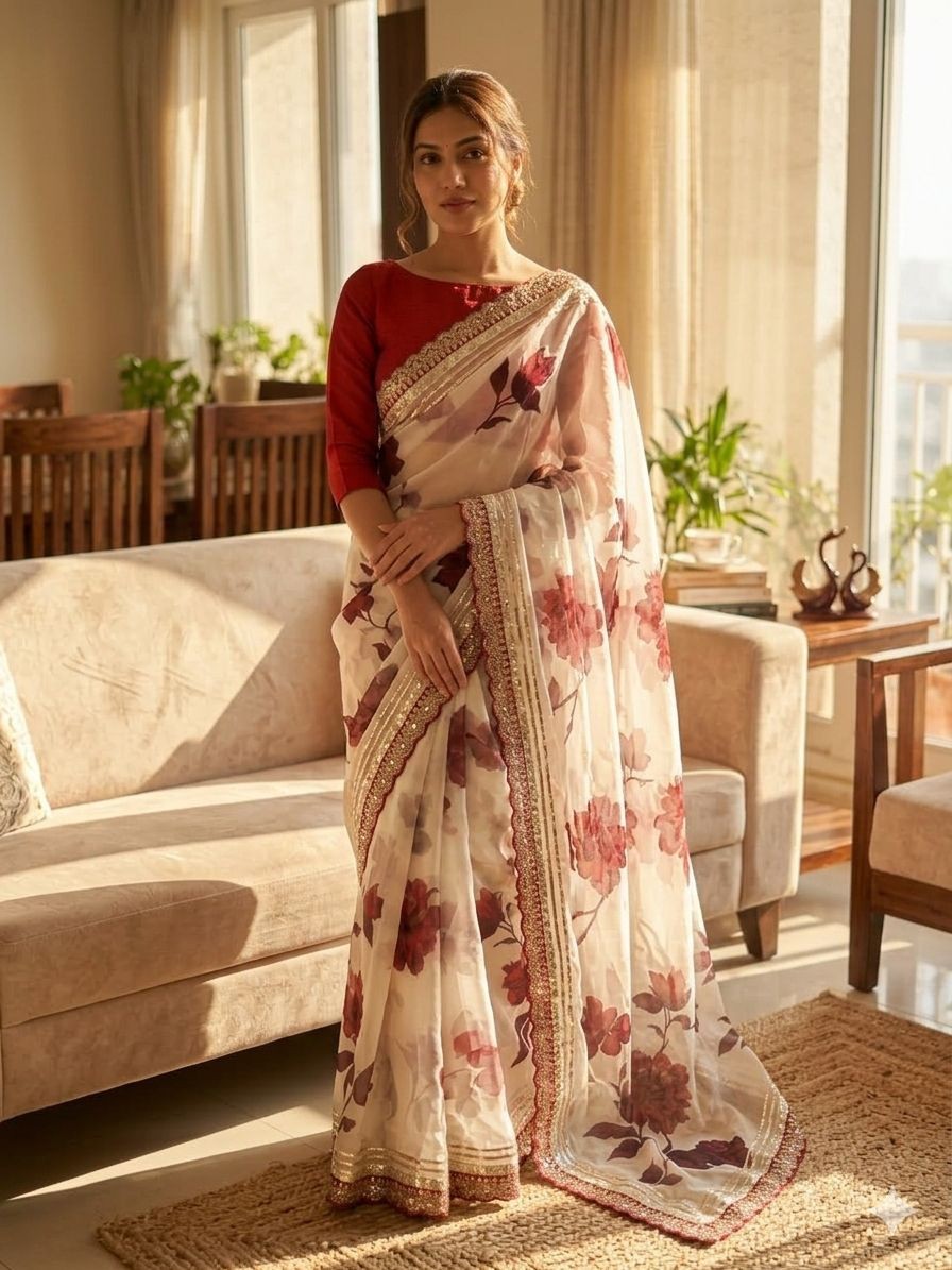Bollywood Style Sari With Blouse Fancy Indian Women’s Designer Wedding Party