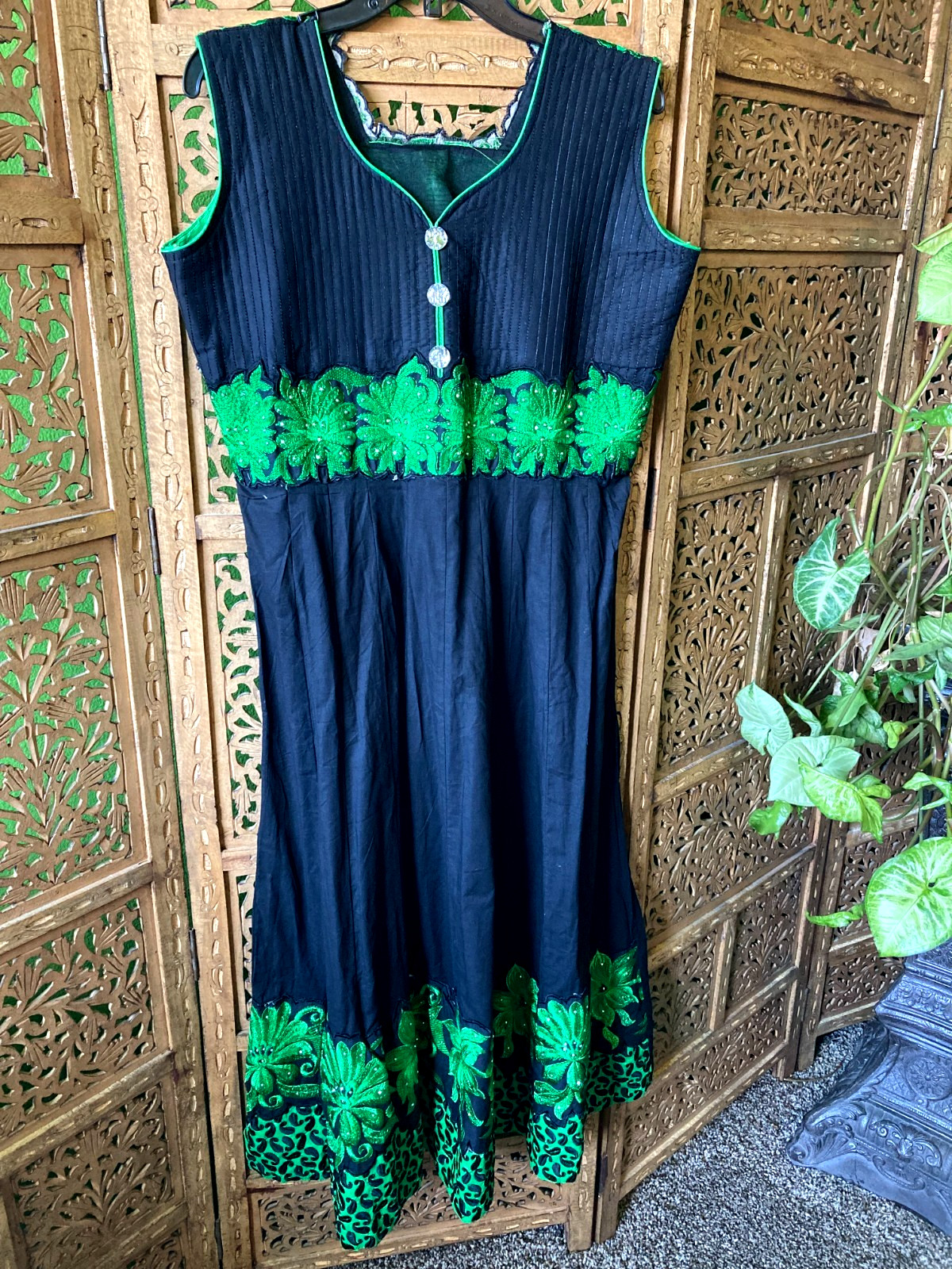 Bright Green Gemstone Embroidered Flowers Party Dress Bollywood Salwar Kameez