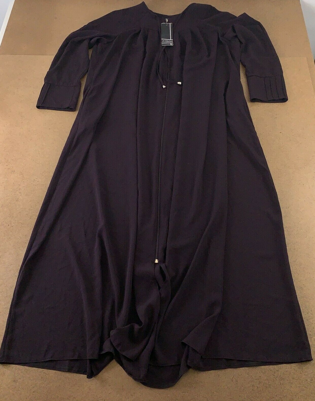 Aydan Womens Size 52 (1X) Plum Long Sleeve Front Zip Ferace SiYah Maxi Dress NWT