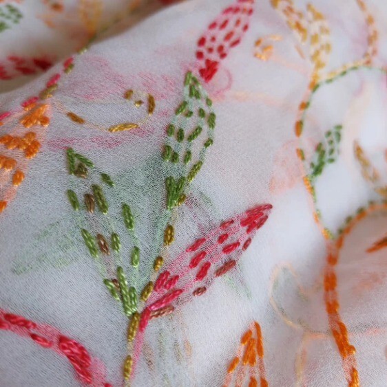 Chikankari Saree Georgette Fabric Handcrafted Lucknowi Embroidery for Diwali