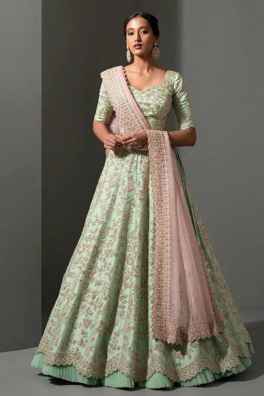 PURE MULBERRY SILK LEHENGA CHOLI WITH DUPATTA FOR WEDDING AND RECEPTION