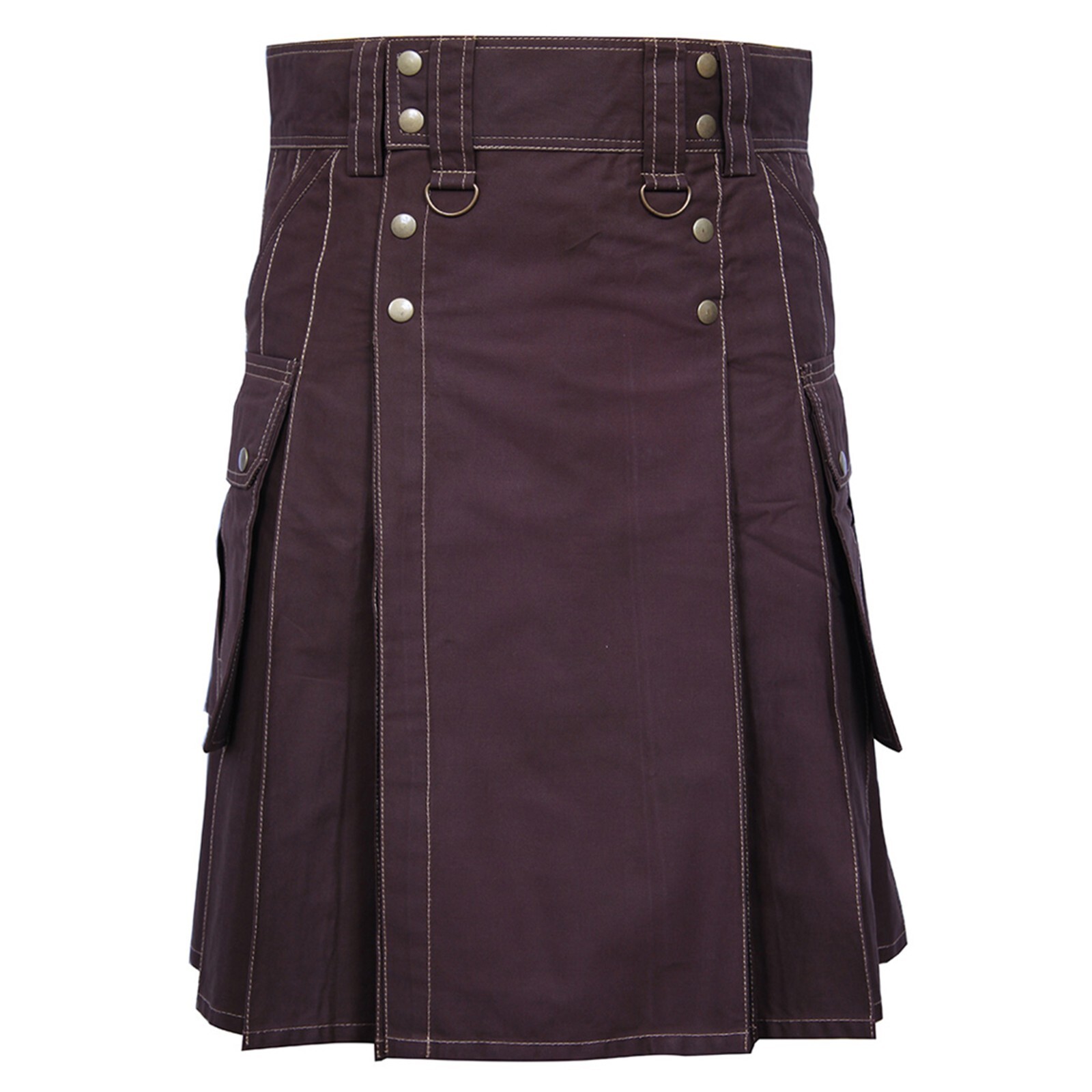 Highlander Men Cargo Utility Kilt Brown 6 Pockets Fashion Kilt Scottish Outfit