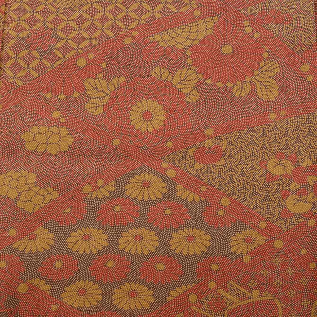 Vintage Japanese Kimono | Komon | Red Brown Silk Crepe | Sustainable | uu0675b
