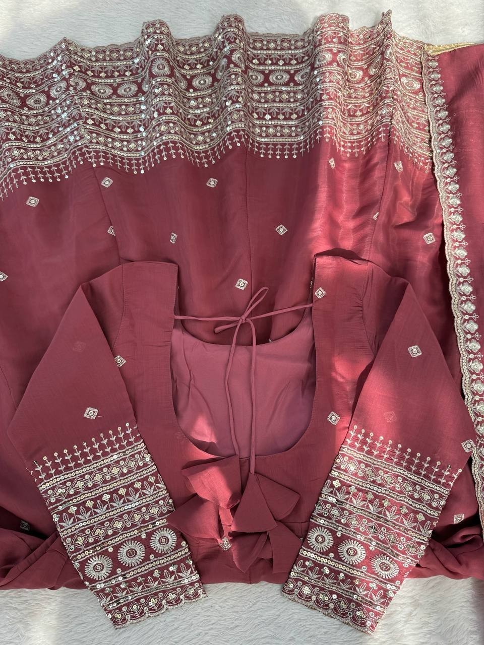 Latest Mul Chanderi Silk Maroon Gown Bottom With Dupatta For Festive Wear