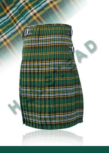 Scottish Heritage of Ireland Tartan Highland Traditional Pleated to Stripes Kilt