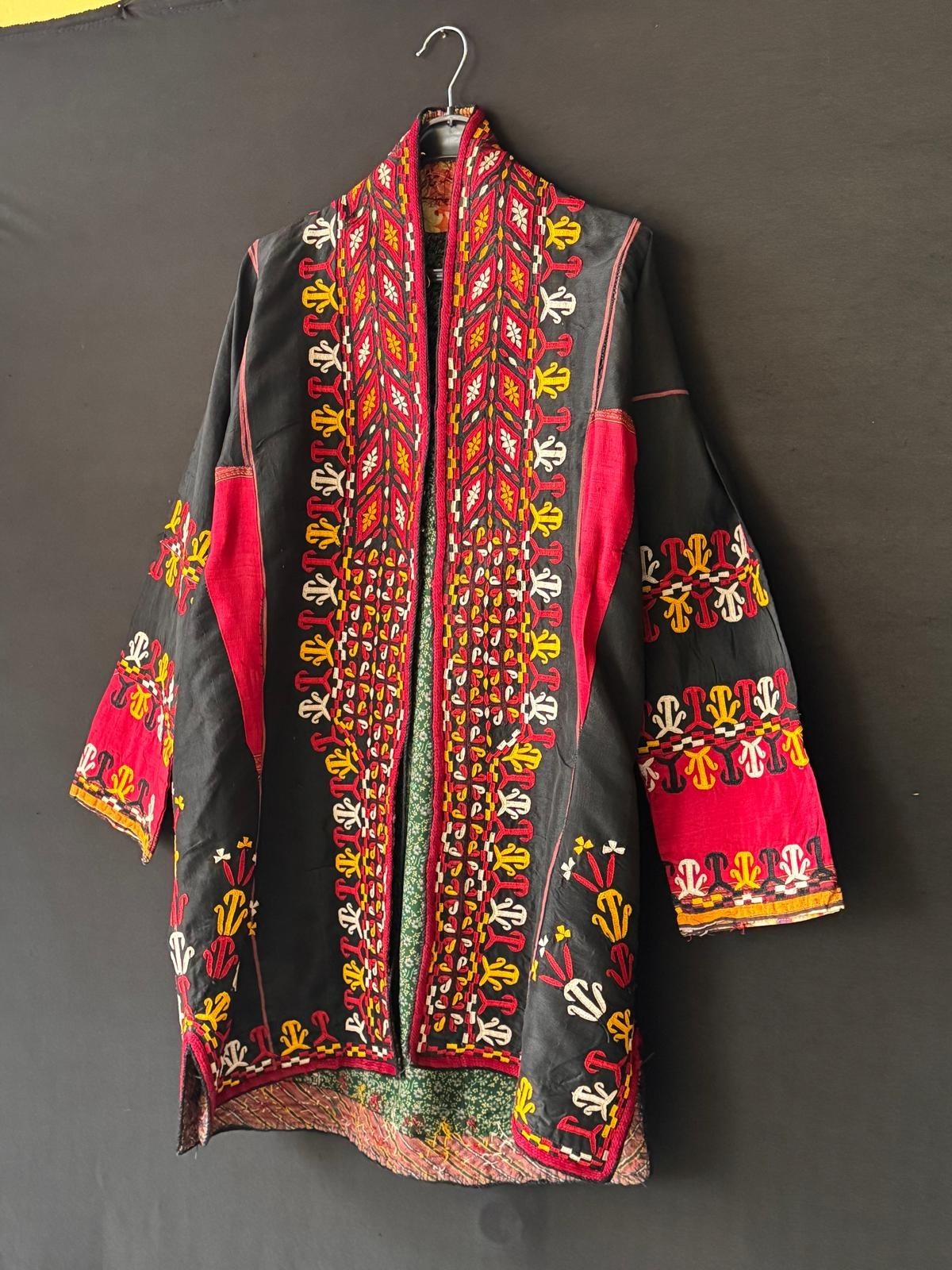 Turkmen Silk Embroidered Coat and Chapan, Antique Kaftan, Kimono, Kaftan Dress