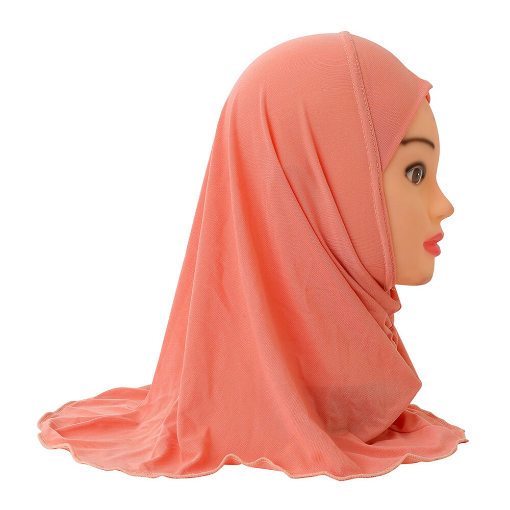 Muslim Girls Kids Hijab Turban Wrap Instant Headscarf Amira Shawl Child 2-6Years