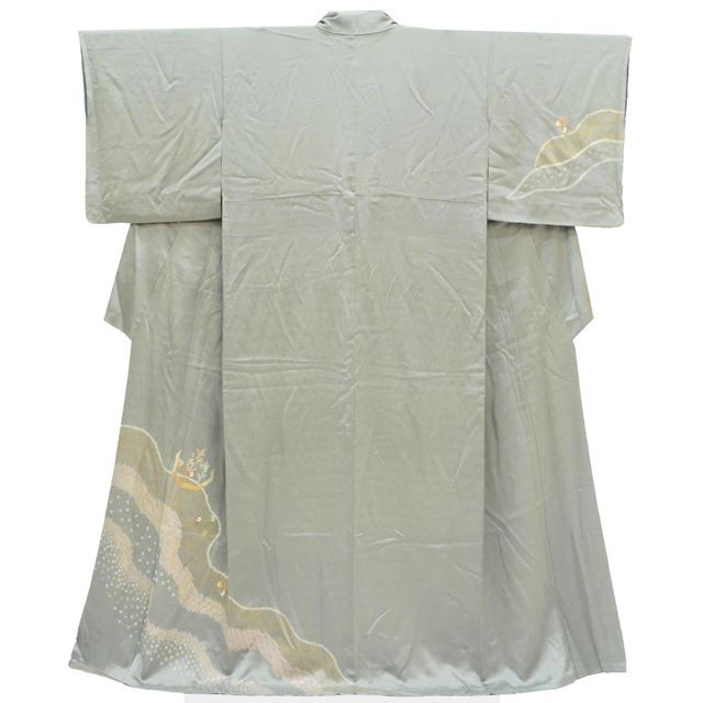 Vintage Japanese Kimono | Houmongi | Gray Silk | ss1375b