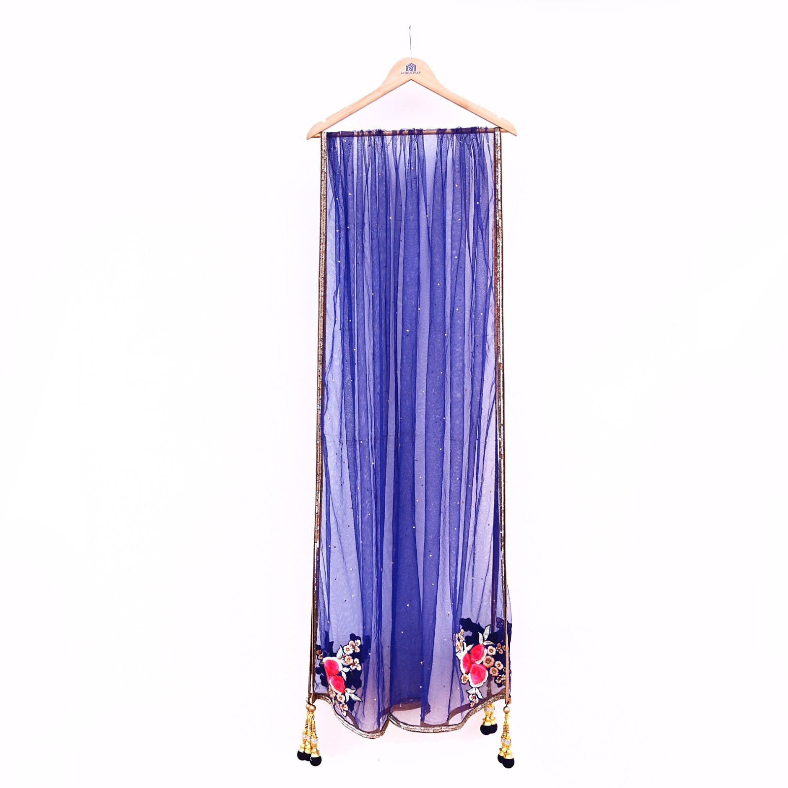 Deep Blue Raw Silk Heavy Hand Embroidered Anamika Khanna Bridal Lehenga 2pcs Set