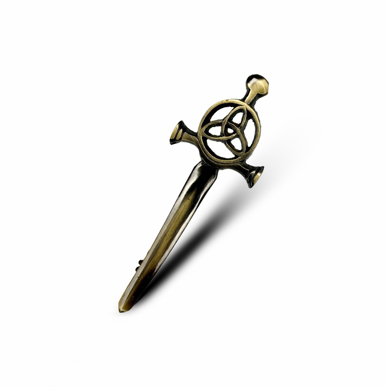 Scottish Celtic Loop 4” Brass Antique Finish Kilt Pin