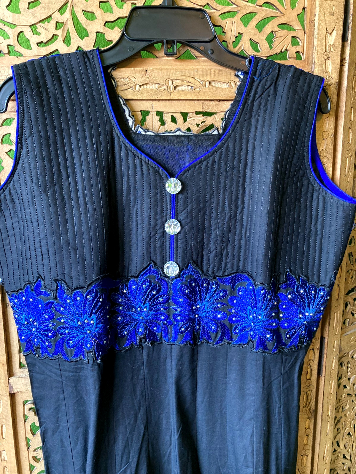 Cobalt Blue Gemstone Embroidered Flowers Party Dress Bollywood Salwar Kameez