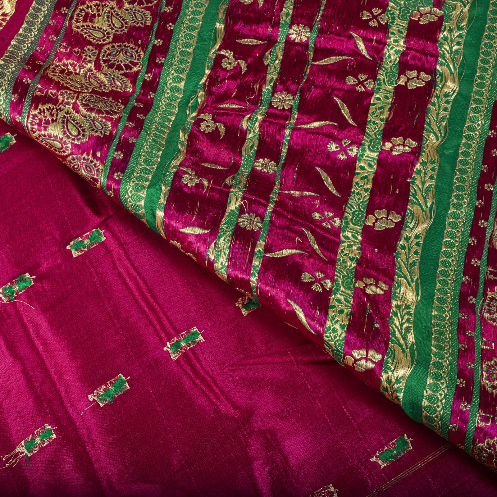 Sanskriti Vintage Pink Pure Satin Saree Banarasi Brocade Meenakari 5 Yard Sari