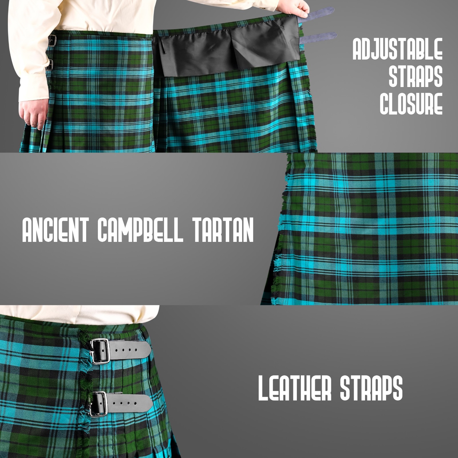 Kilt for Men I Scottish Tartan Kilt Polyviscose 8 Yard Traditional Mens Kilt