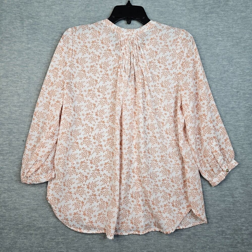 JACHS Girfriend Women’s Leaf Printed casual 3/4 Sleeve Button Up Blouse Sz S