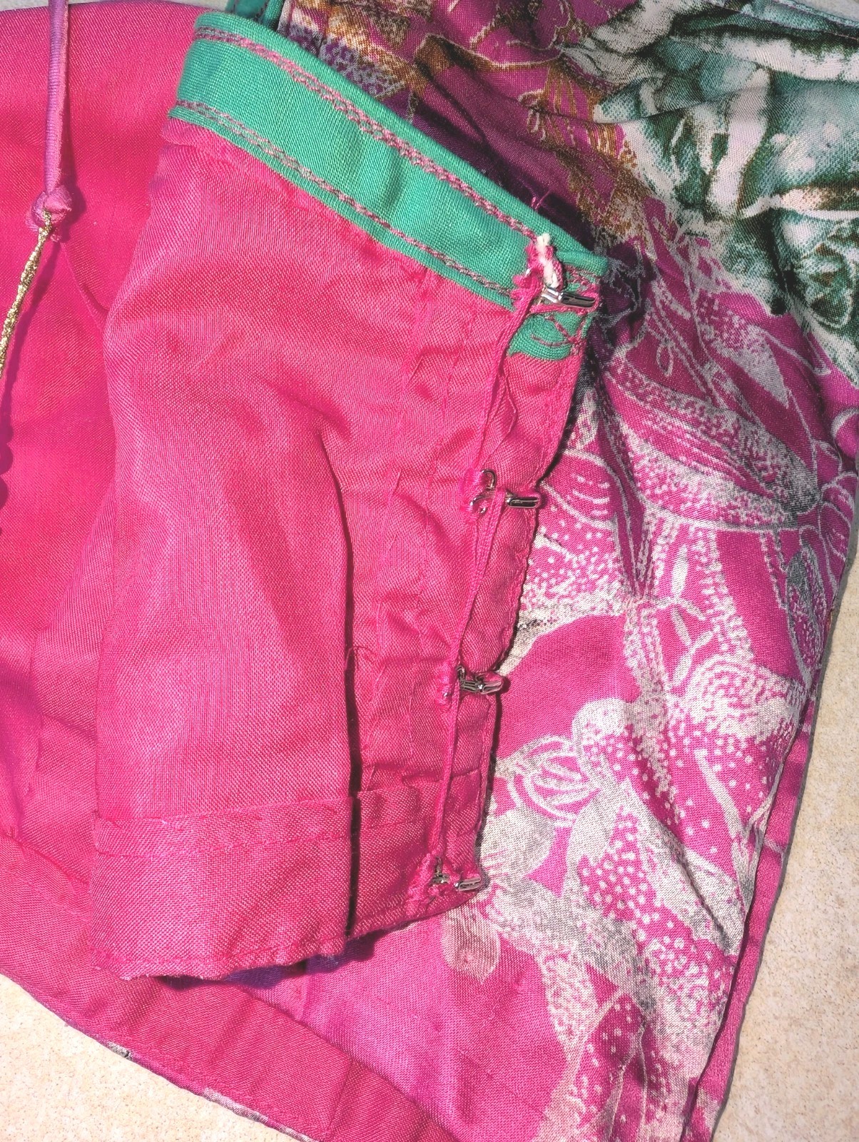 Handmade Satin Saree Pink Blouse Indian Crop Top Choli Sleeveless 18″ Bust