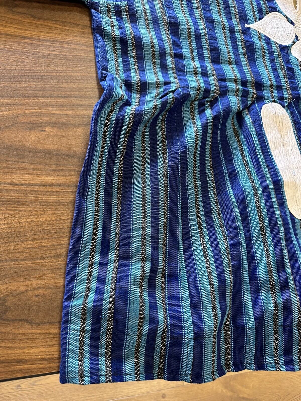 Authentic African Hand Stitched Ghana Smock Kente Fugu Batakari Men Top Blue
