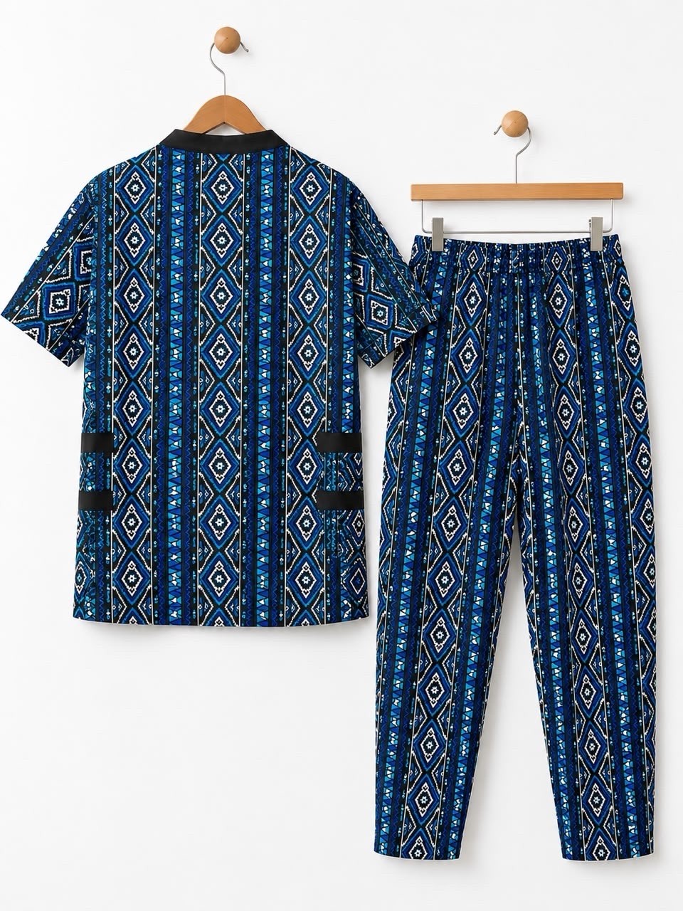 Nigeria/African 2pc Set Blue Ankara Men’s Native Traditional Senator Style Wear