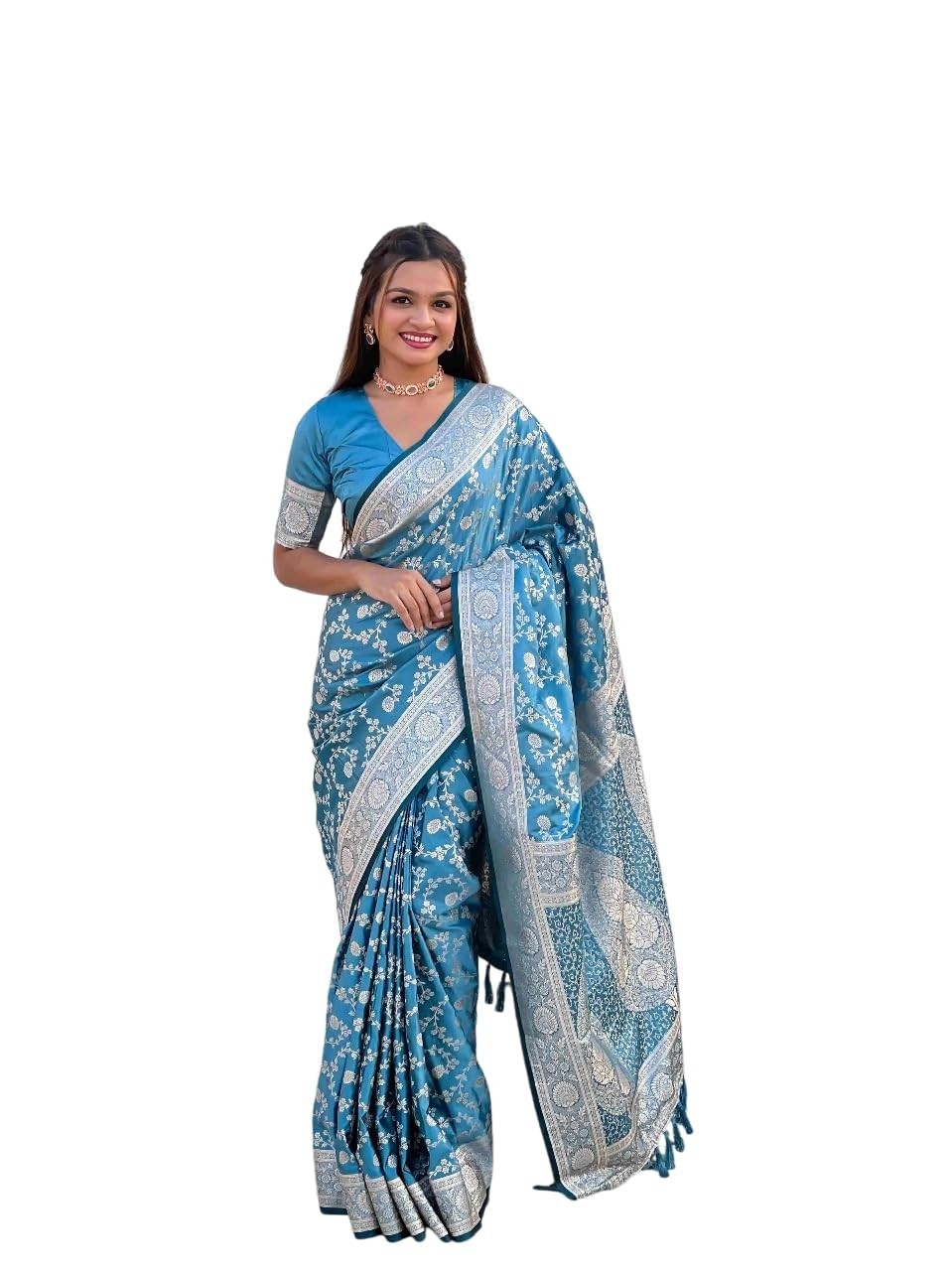 Women’s Beautiful Soft Silk Zari Weaving Saree With Blouse