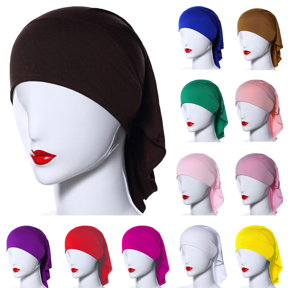 12pcs Muslim Women Hijab Scarf Cancer Chemo Caps Stretch Underscarf Bonnet Hat