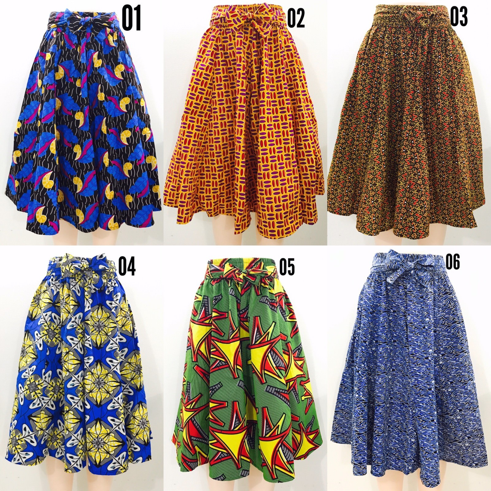 Women’s Printed African Midi Skirt WITH POCKETS One Size + HEADWRAP
