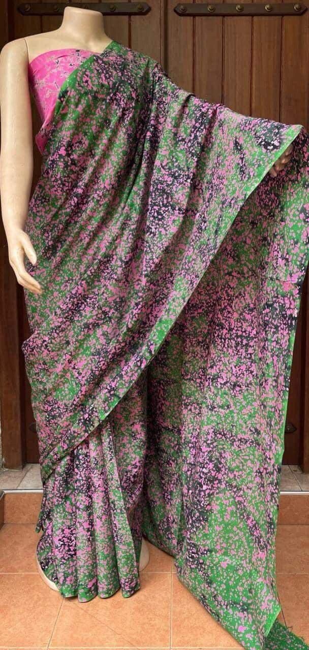 Sri Lankan (Ceylon) Handmade Batik Sarees 100% Pure Cotton Traditional Design