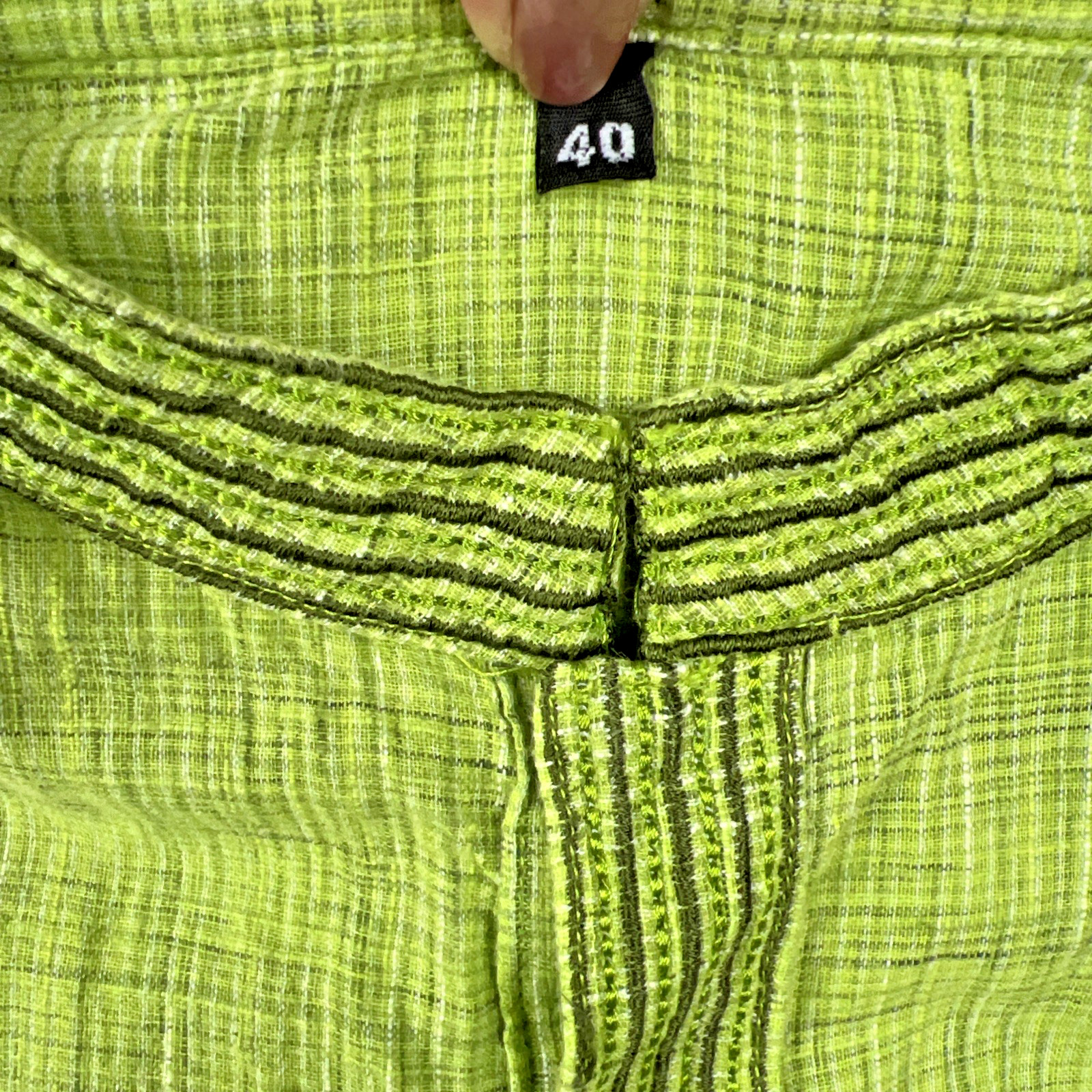 Vibrant Lime Green Kurta Linen Blend Long Sleeves Size 40 side slit
