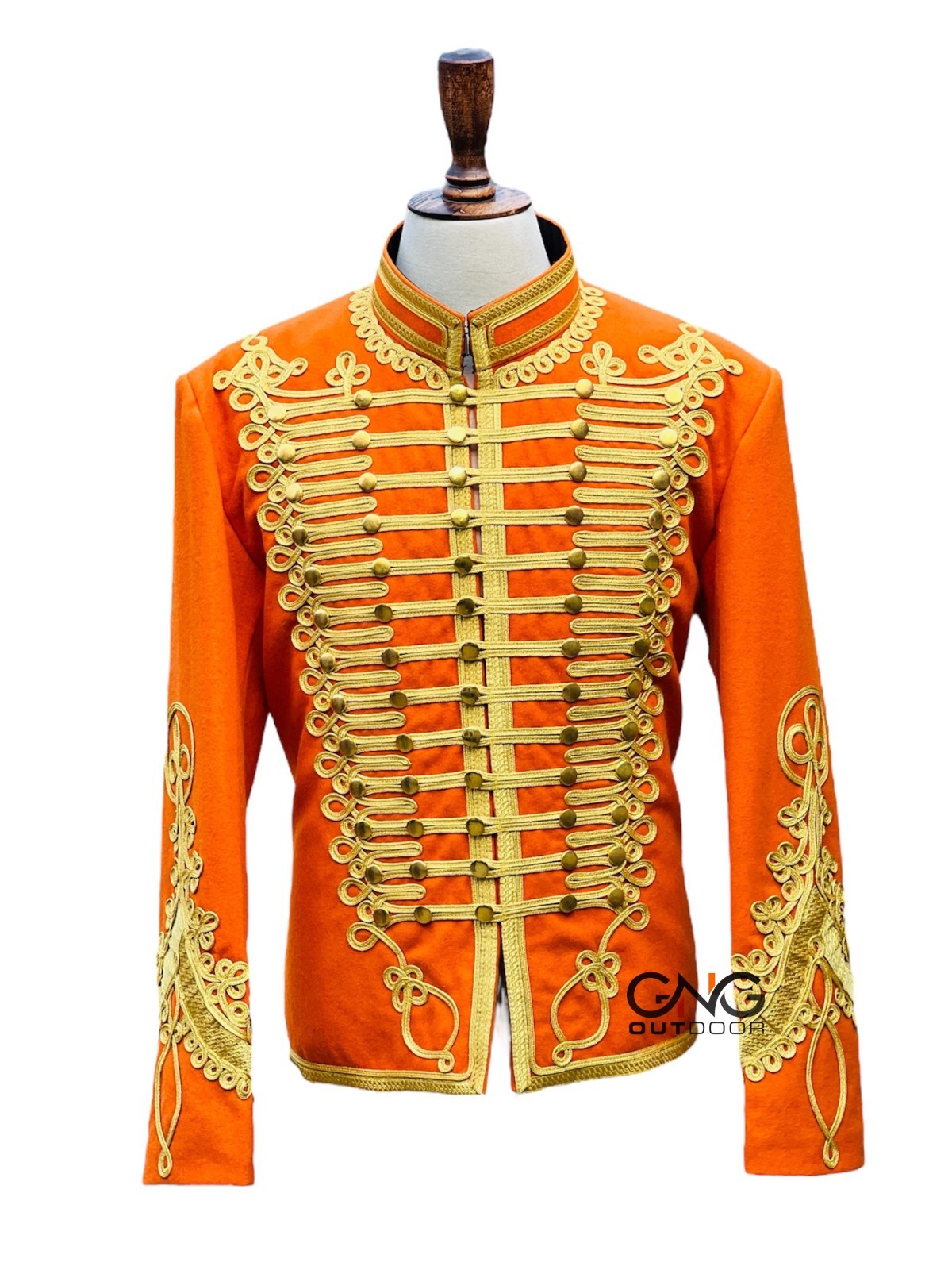 Orange Napoleonic Hussar Wool Military uniform jacket Handmade Scottish jacket