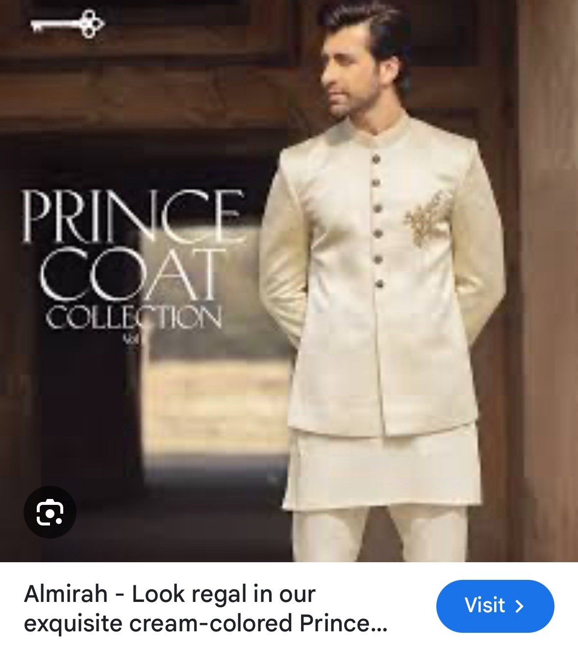 almirah White Sherwani prince coat Men Size L Formal Traditional Party Wear