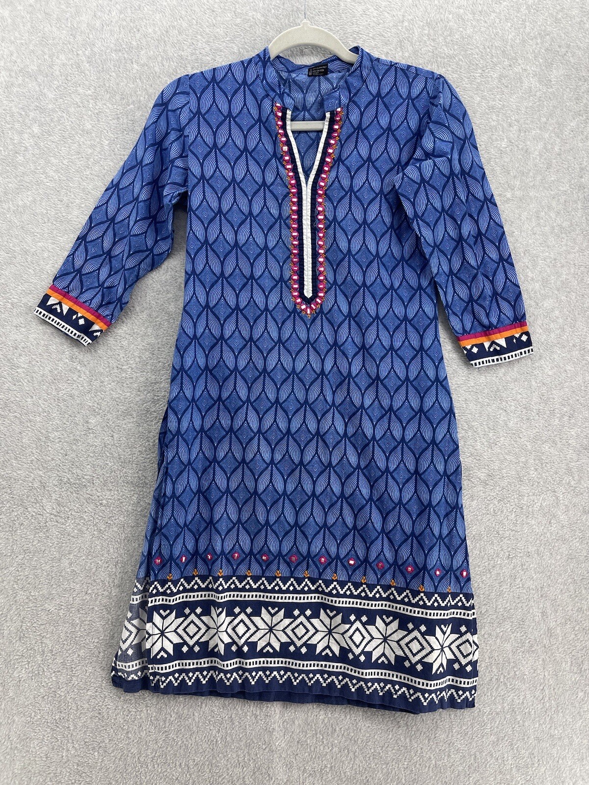 Soch 3/4 Sleeve Indian Tunic Size Small Blue Embellished