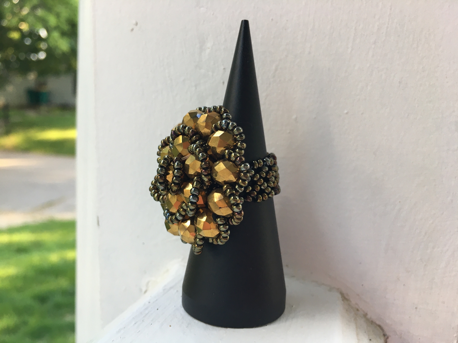 Handmade Mexican Huichol Bead Flower Ring – Anillo Mexicano – Artesanias