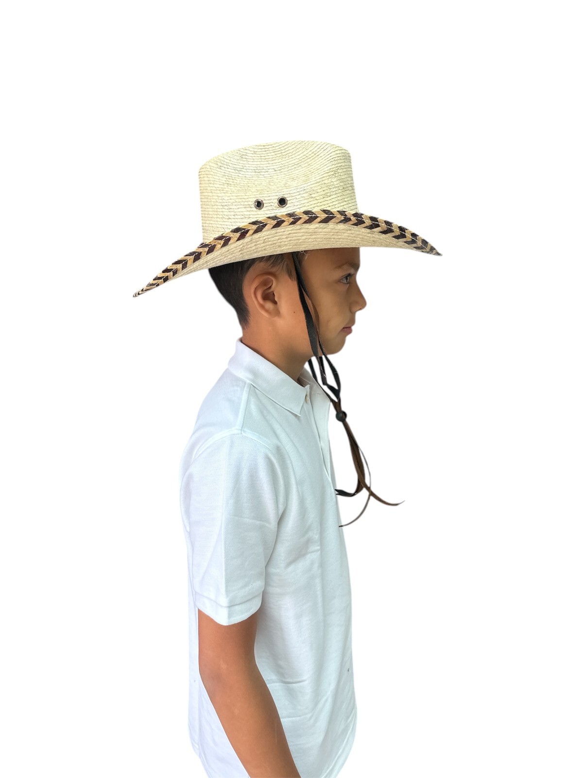 KIDS MEXICAN PALM HAT , OUTDOOR ,SOMBRERO , ROBA VACAS , 4 -8 , TEXAS , (D)