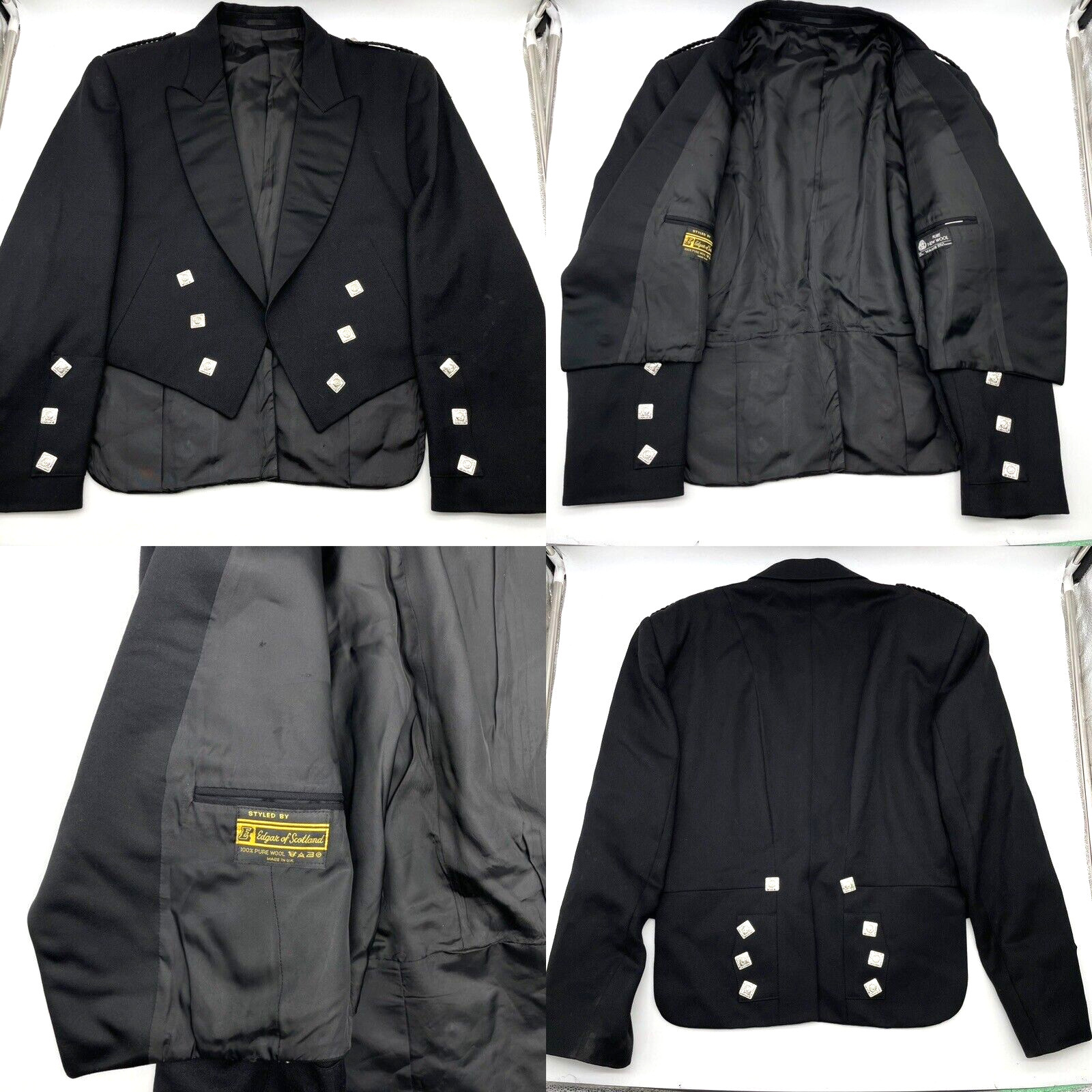 Vintage Edgar of Scotland 100% Pure Wool Prince Charlie Bagpiper Jacket Size R48