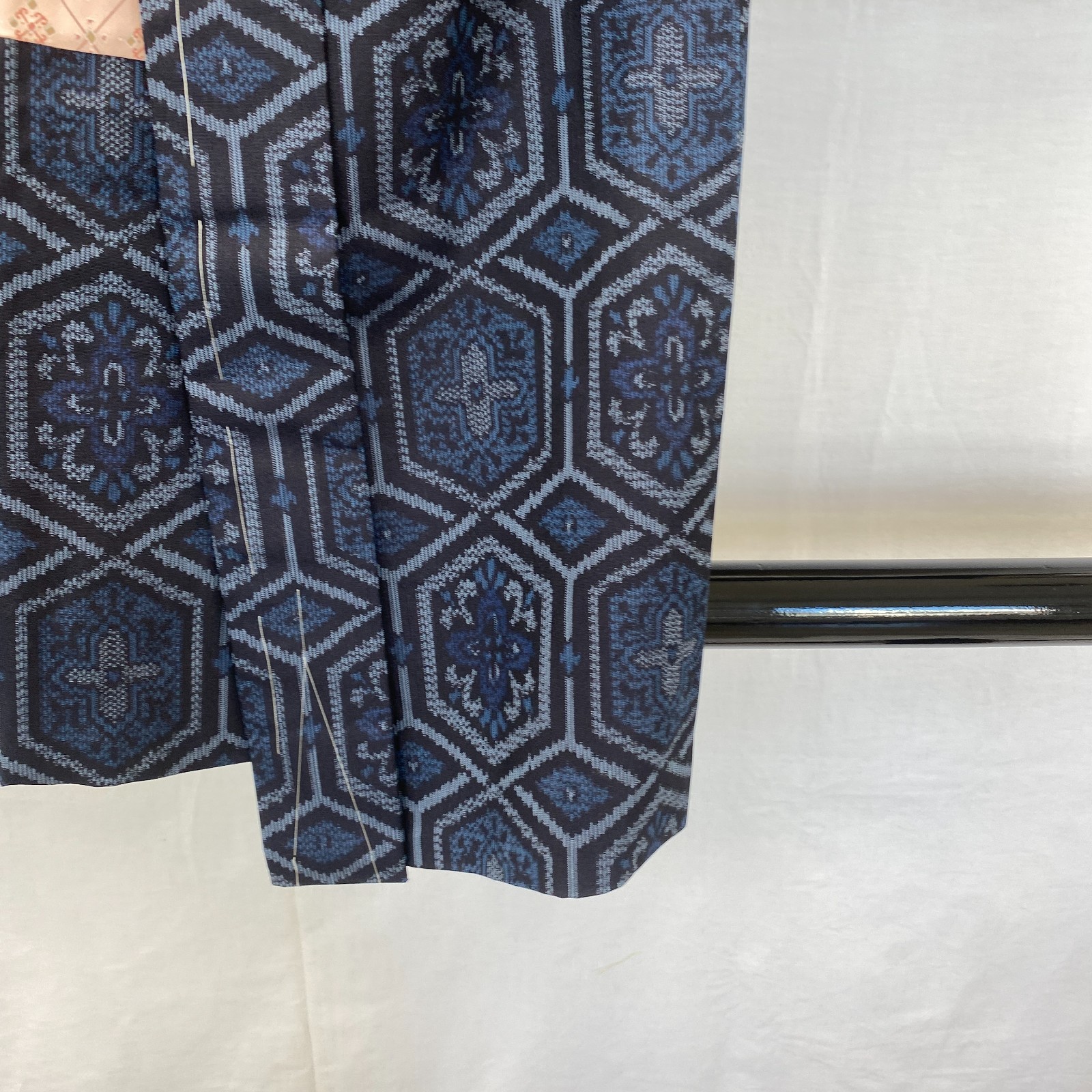Japanese Vintage Kimono Haori Jacket Silk Blue Oshima Traditional Authentic 33in