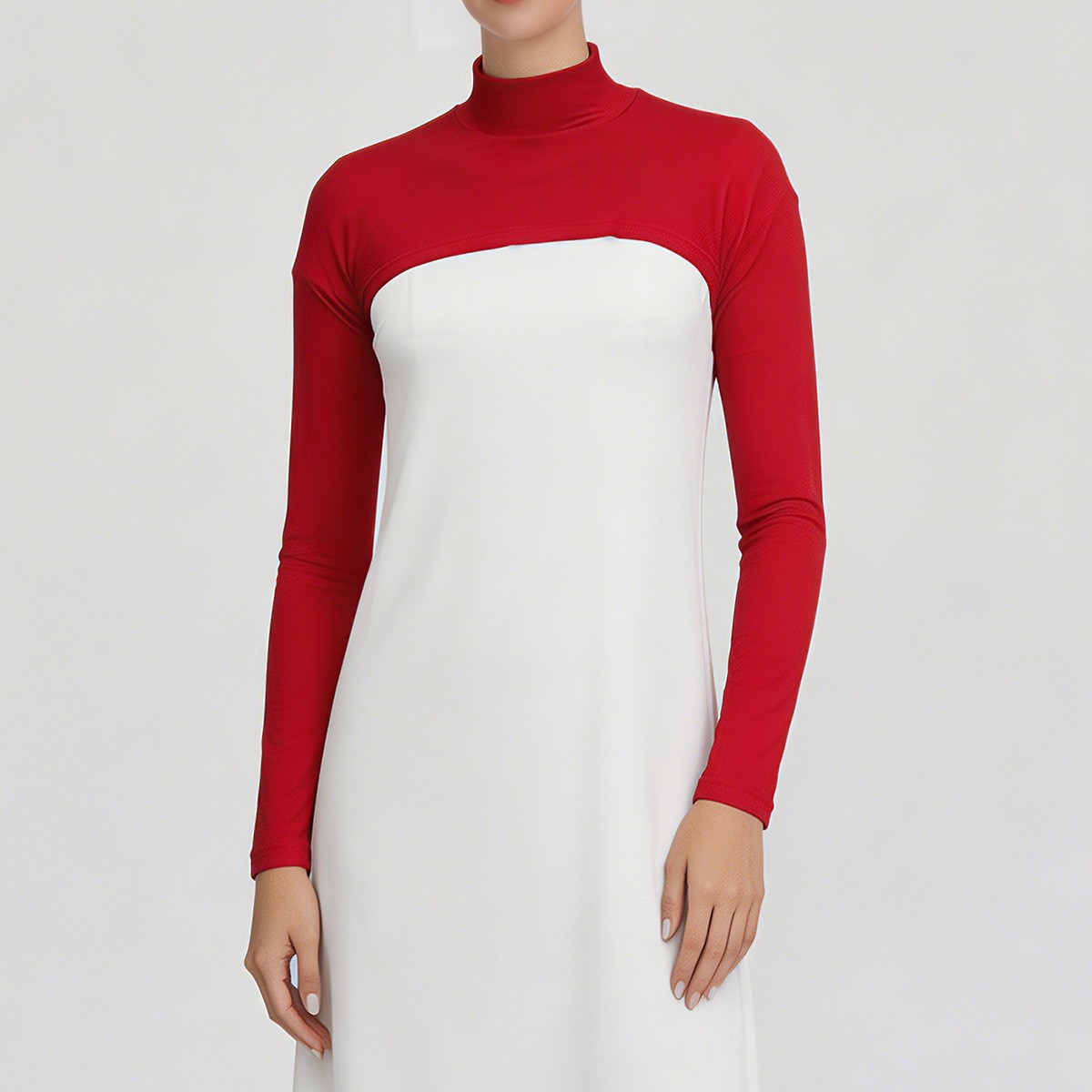 Solid Modal Women High Neck Shrug Cape Long Raglan Sleeve Arm Cover Top Islamic
