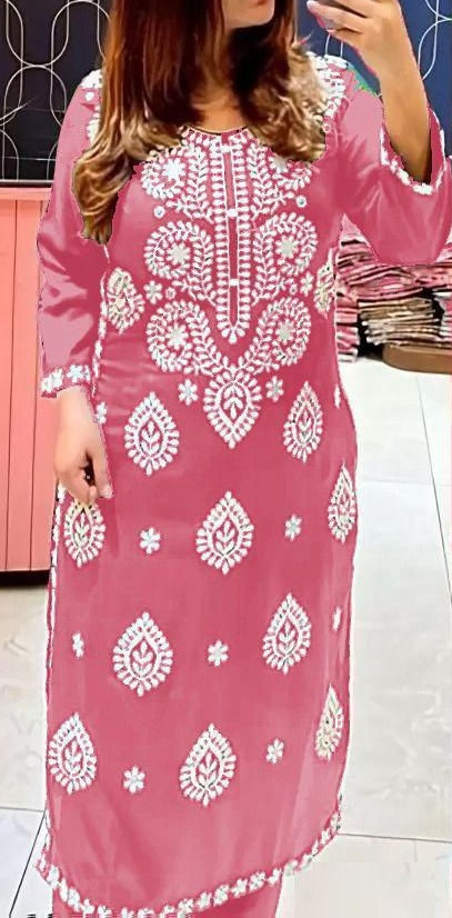 Heavy Cotton Rayon Ethnic Salwar Kameez Women Designer Kurta Pant Dupatta Set