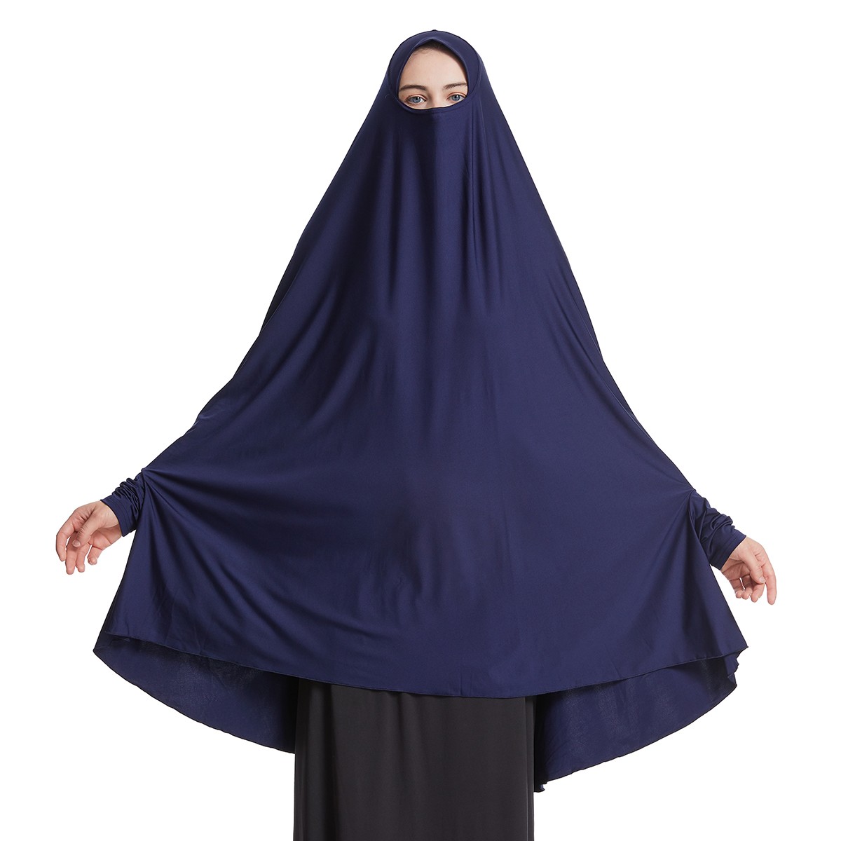 Prayer Khimar Solid Color Turban Muslim Women Hijab Headscarf Large Niqab Burka