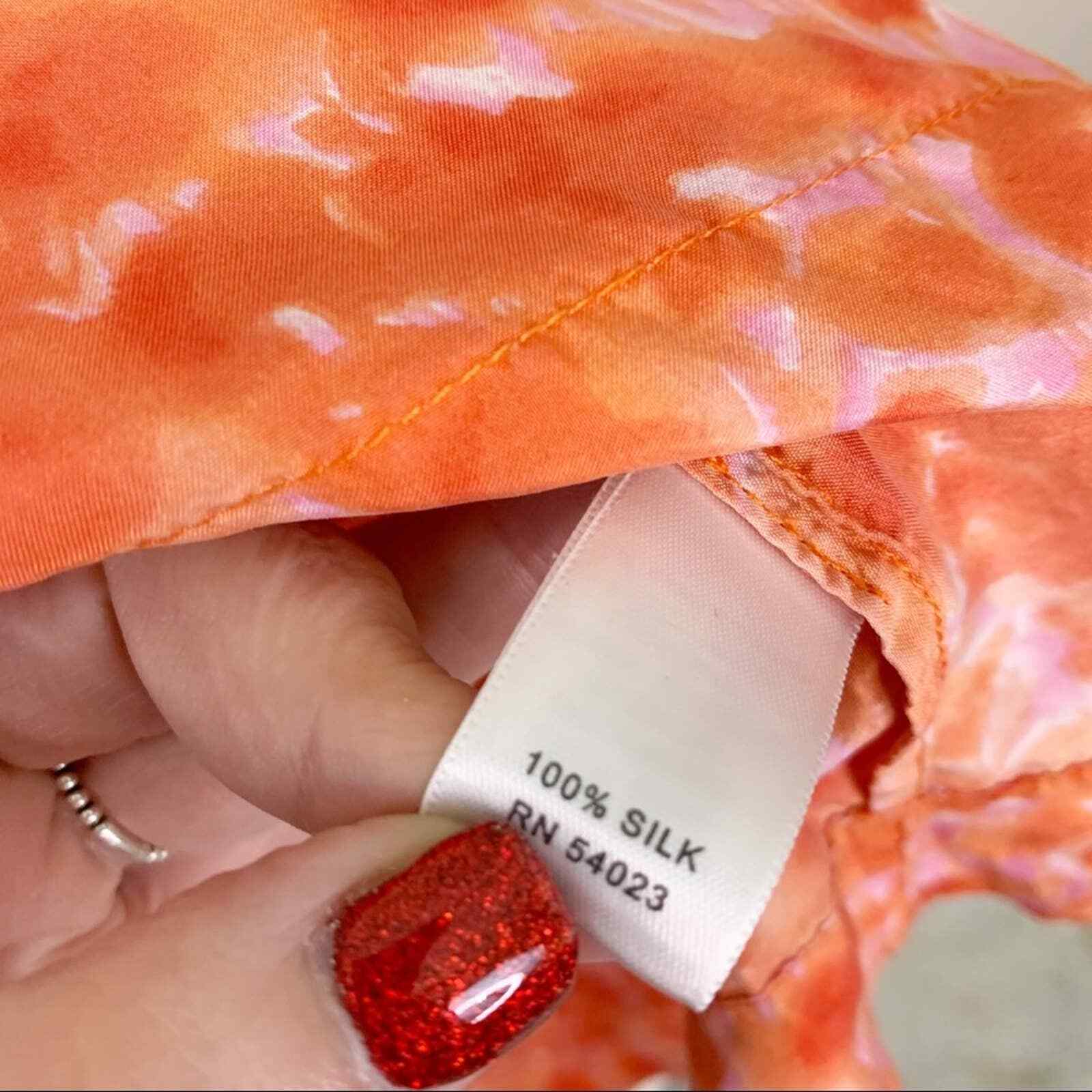 Banana Republic Silk Watercolor Orange Top Size XS
