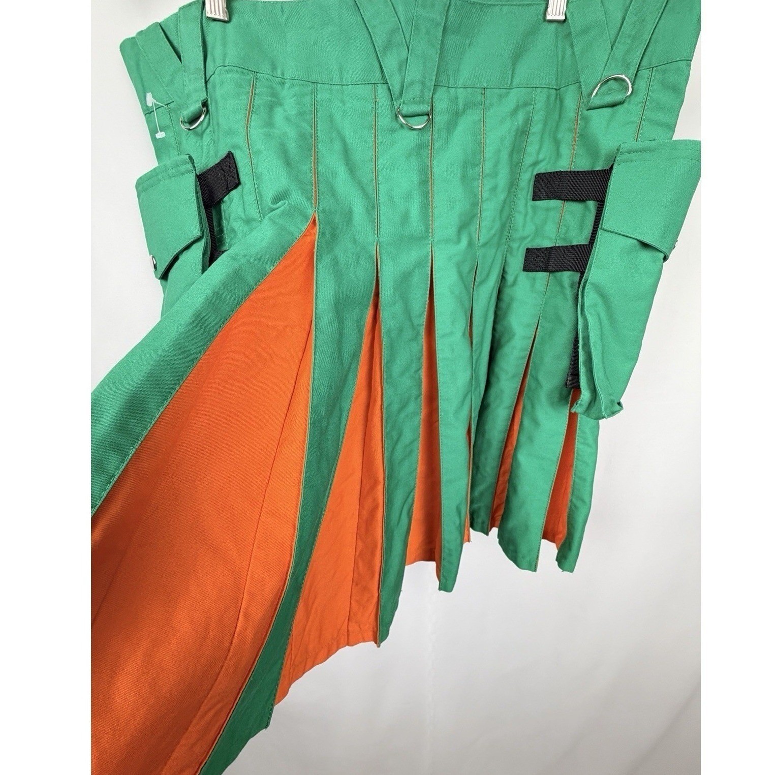 Custom Utility Kilt Green Orange Cargo Celtic Festival Highland LARP Size 44 Men