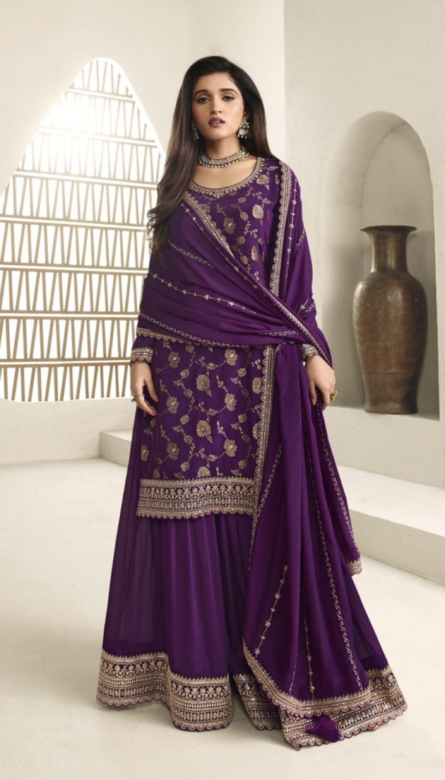 Indian Bollywood Heavy Bridal Reception Wear Salwar Kameez Sharara Plazzo Suits