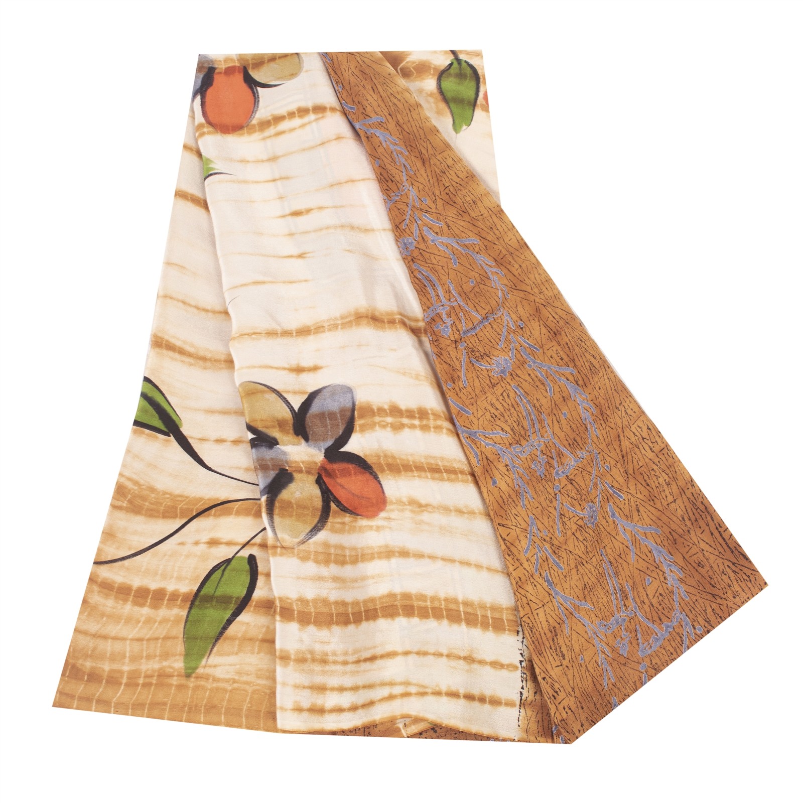 Sanskriti Vintage Saree Multicolor Pure Crepe Hand-Paint-Tie-Dye Sari 6YD Fabric