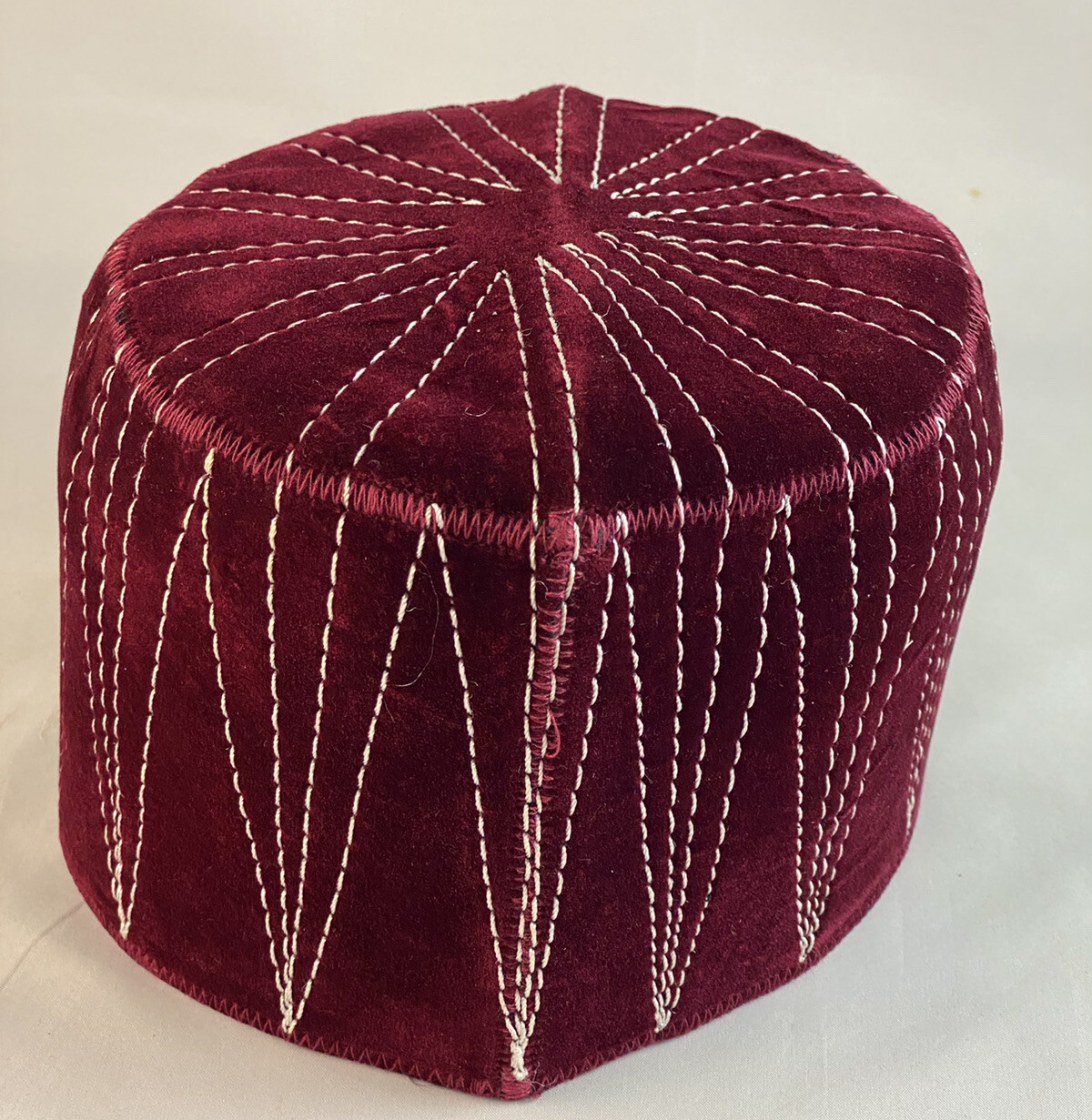 Authentic African Contemporary Native Made Felt Embroidery Fila/ Kufi Hat ~ 22”