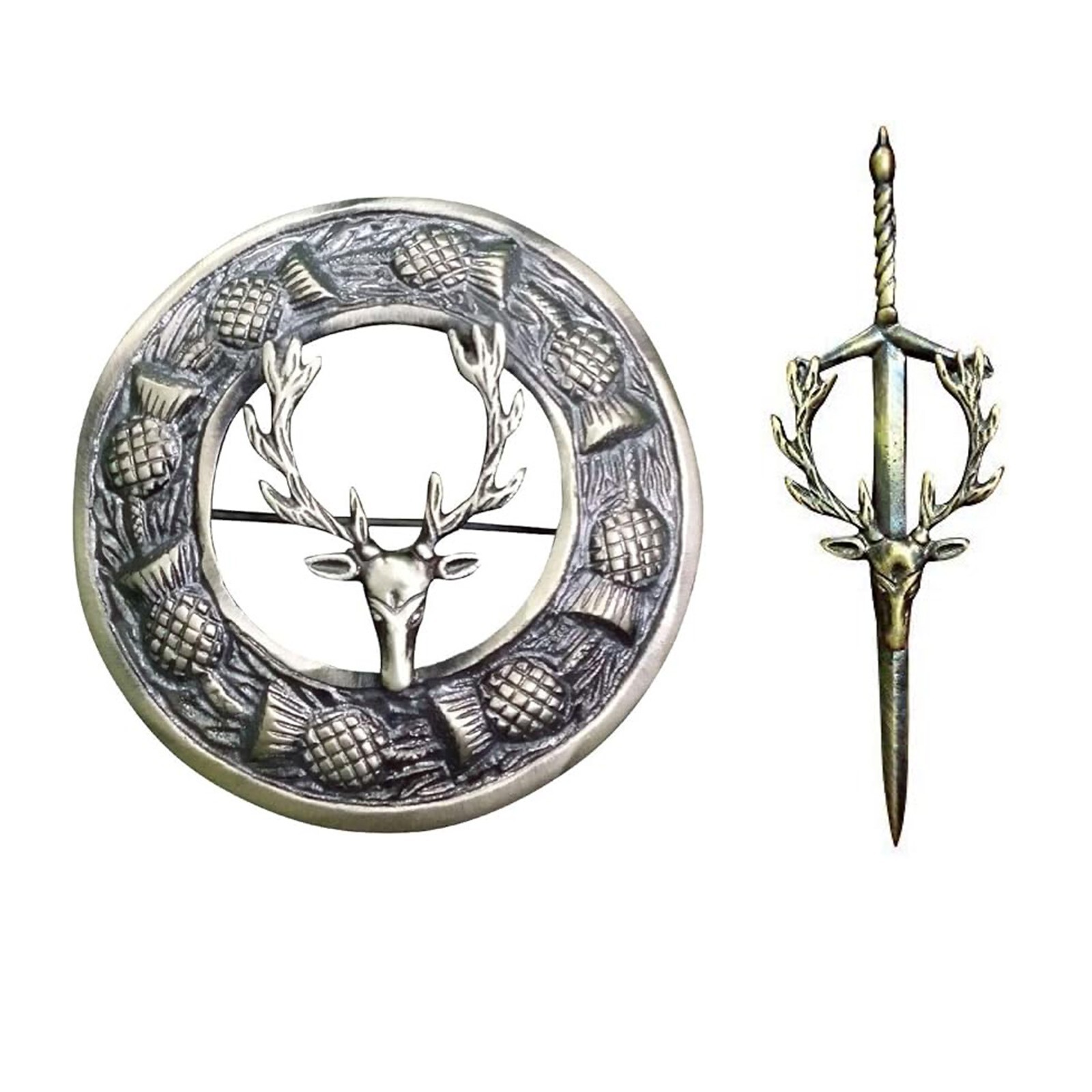 Men’s Scottish Stage Head Antique Kilt Pin and Brooch